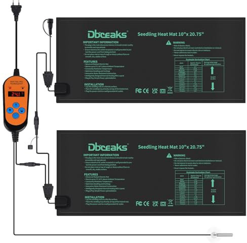 DBREAKS 2 PCS Tappetino Riscaldante per Piante con Termostato, 30W Tappetino Riscaldante Impermeabile per Serra, Caldo Cuscinetto di Riscaldamento idroponico per Piantine, Animali Domestici e rettili