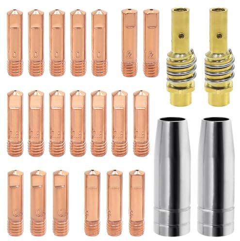 GYSRXS 24 PZ Accessori Saldatrice MIG/MAG Kit Ugello Saldatrice 2×Ugelli per Gas 2×Porta Punta Diffusore 20×Ugello M6 0,6 0,8 0,9 1,0 1,2MM Adatti per Saldatura AK15/MB15