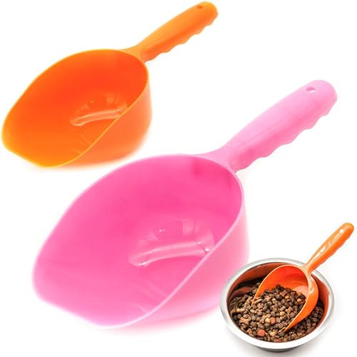 2x Food Scoops for Dog Food Storage Container | Dogs, Cats, Rabbits, Ferrets, Dog Food Scoop for Pet food Storage Container | Bird Food Scoop | Cat Food Storage Scoop | For Dog Food bin (Pink/Orange)