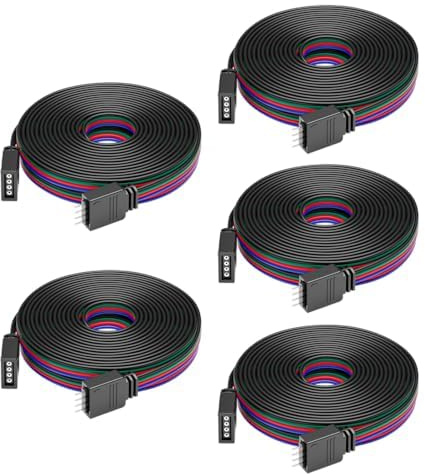 BTF-LIGHTING 4PIN 22AWG JST SM LED Stecker 5Stück/Pack männliche Buchse mit 2m Kabel für PWM SMD FCOB RGB LED Streifen ohne Löten Controller Draht