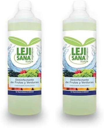 Lejisana Desinfectante de Frutas y Verduras. Elimina eficazmente las bacterias. Actúa en 3 minutos - 1L (Paquete de 2)