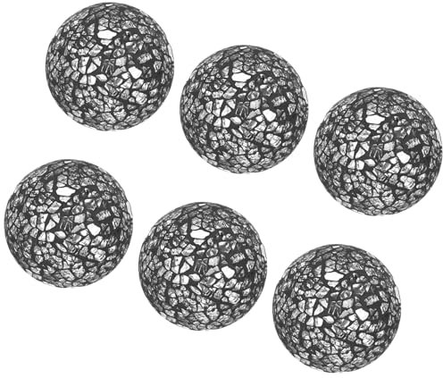 M METERXITY 6-Pack Decorative Ball for Bowls, 2.4 Inch Mosaic Glass Balls Decorative Glass Orbs for Home Decor/Dining Tables/Wedding Party/Coffee Table/Centerpiece Decor [Black]