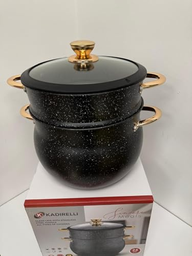 Couscous Topf schwarz Granit Couscoussiere Kuskus Dampfgarer Kochtopf Induktion 8 Liter