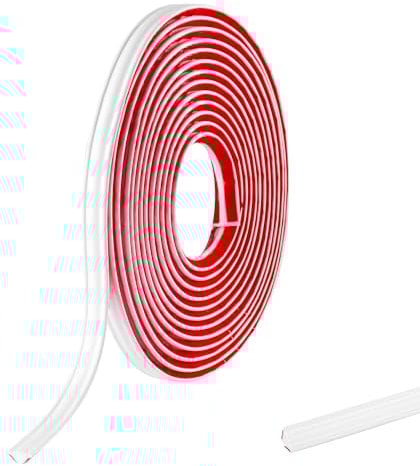 5M PVC Joint d'Étanchéité Autocollant Bordure de Finition Plan de Travail Cuisine Angle Mur, Joint Mur Intérieur Profil Finition Bande Finition Calfeutrage Moulure Plinthe,12mmx6mm Blanc Mat