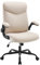 eSituro Bürostuhl ergonomisch Computerstuhl mit hochklappbarer Armlehne, Stoff Bürosessel für Büro Heim Gaming, Chefsessel 150 kg, Beige