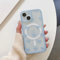 EYZUTAK Magnetic Case for iPhone 13/iPhone 14, Compatible with Magsafing, Clear Cute Ribbon Bowknot Aesthetic Bow Phone Case Stylish Slim Anti-Yellowing Durable PC Protective Cover for Women - Blue