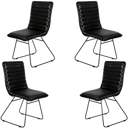 Casa Moro Besucherstuhl Polsterstuhl Stühle Esszimmer 4er Set Lederstuhl Schwarz Konferenzstuhl Wartezimmerstühle Echtleder Stuhl Modern