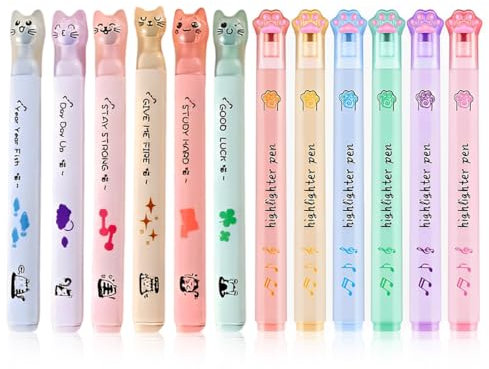 XOXVURI 12 Stück Cat Claws Highlighter Textmarker Set As Party Bag Children'S Birthday Party 6 7 8 9 10 Years Mini Highlighter Set Suitable For Children'S Birthday Party