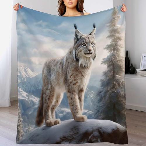 Luchs Decke Fleecedecke,Weiche Warme Überwurfdecken Kinder Oder Erwachsene Für Bett Couch Stuhl Four Seasons Wohnzimmer 140×180cm