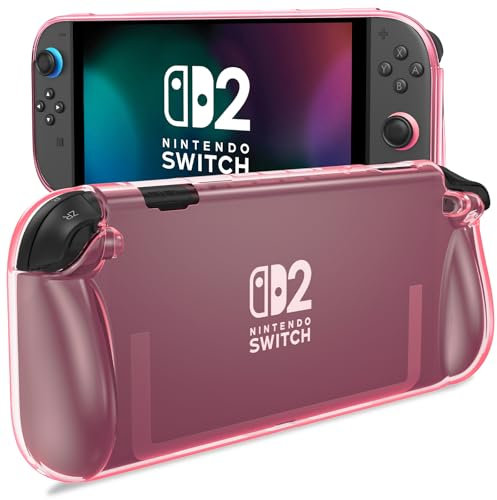 ProCase Coque Étui pour Nintendo Switch 2 2025 Anti-Rayures et Anti-Chocs, Housse Protection pour Switch 2 avec Poignée Ergonomique -Rose