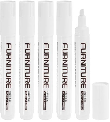 sourcing map Furniture Markers Touch Up, 5pcs Furniture Repair Kit Wood Filler Sticks Wood Markers for Scratches Wooden Floor Table Cabinet Laminate Frames, White