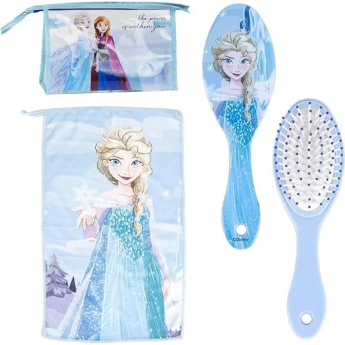 Beauty case toilette viaggio accessori congelati con pettine, asciugamano e sacchetto di congelamento - trousse WC congelato per viaggio o scuola, blu, Beauty case trasparente con chiusura a zip