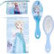 Beauty case toilette viaggio accessori congelati con pettine, asciugamano e sacchetto di congelamento - trousse WC congelato per viaggio o scuola, blu, Beauty case trasparente con chiusura a zip