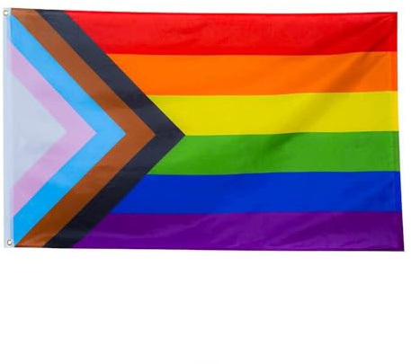 ROTERDON Progress Pride Regenbogen-Flagge, 3,6 x 4,7 m, lebendige Farben und lichtbeständig, UV-beständig, für Schwule, Transgender, Bisexuelle, Lesben, LGBT, Polyester, mit Messingösen