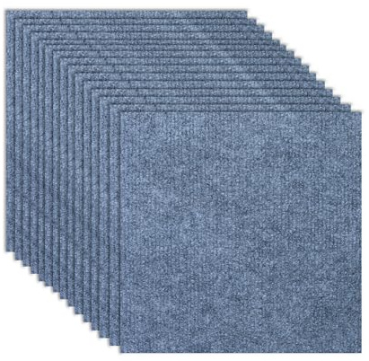 Qiveo Teppichfliesen zum Abziehen und Aufkleben, 30,5 x 30,5 cm, selbstklebend, rutschfest, wasserdicht, wiederverwendbar, Teppich für Schlafzimmer, Wohnzimmer, Heimdekoration, Hellgrau, 15 Stück