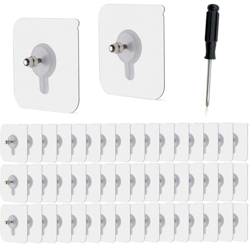 50 Piezas Tornillos Adhesivos, 6 Mm Colgar Estanterias Sin Agujeros Con Destornillador Extrafuertes Colgar Sin Agujeros Transparentes Clavos Colgantes