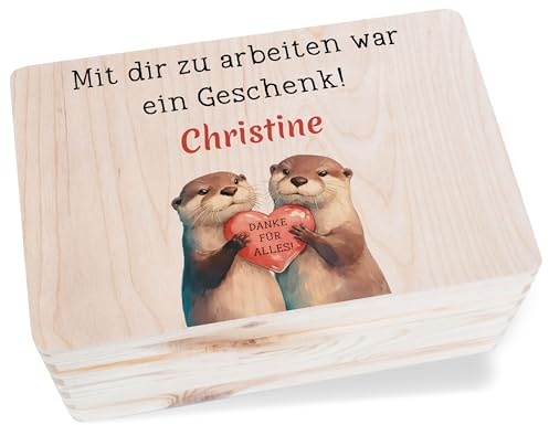 Shirtracer Erinnerungsbox Holz personalisiert Danke für alles Otter | Holz, 30x20x14 cm, Holzkiste, Erinnerungskiste, Erinnerungsschachtel, Aufbewahrungsbox, Kartenbox, Kartenkiste, Geschenkebox