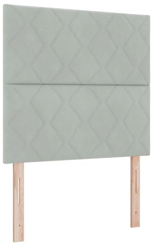 vidaXL Boxspringbett mit Matratze Hellgrau 120 x 200 cm Samt, Stylisches minimalistisches rechteckiges Bett, modernes, langlebiges Samtbox-Kissen, verstellbare Kieferntmatratze.