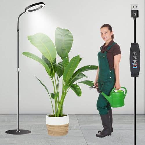 Timisea LED Grow Light for Indoor Plants, 72 LED Full Spectrum Height Adjustable Stand (23-67 in) with Timer & 360° Gooseneck, Lifespan, 5V USB Powered, Black Grow Lamp​