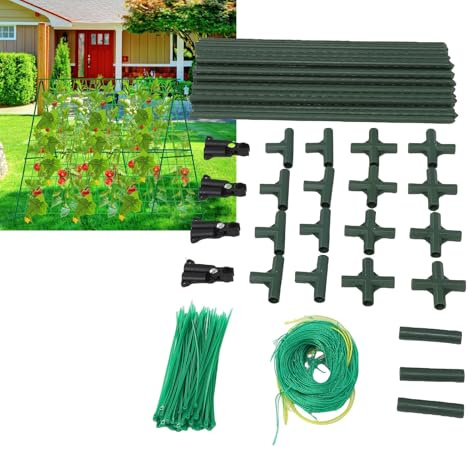 BAFOVY Gurken-Spalier Garten Pflanzenunterstützung Gemüse Spalier Kletterpflanzen Unterstützung 47,2x63 Zoll Verstellbares A-Rahmen mit Nylonnetz für Gurken Tomaten Erbsen Trauben