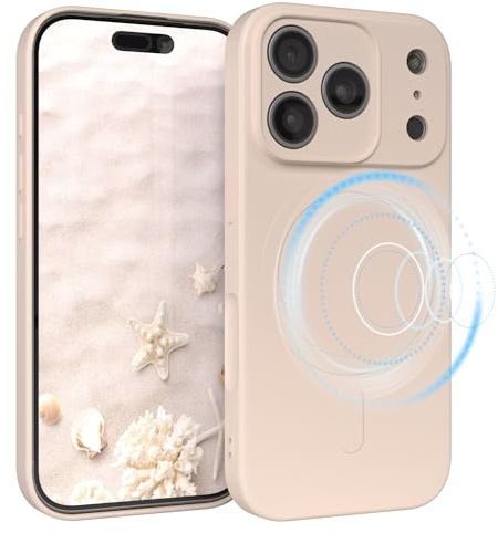 EAZY CASE - Silikonhülle magnetisch für iPhone 17 Pro Hülle Silikon Beige weich stoßfeste Magnet Handyhülle Schutzhülle mit Kameraschutz Dünn Schutz Cover TPU Bumper in Pastell Taupe