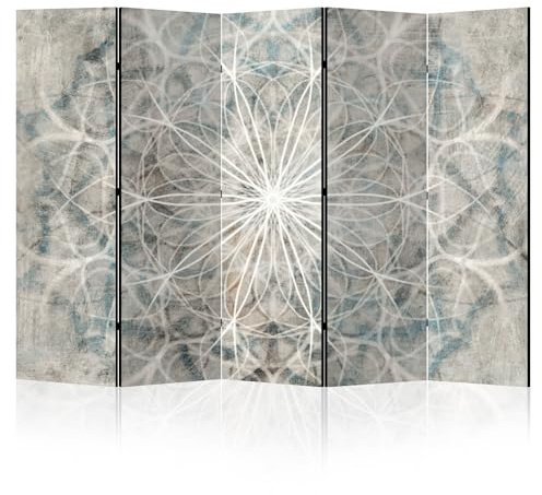 LUMASOUL Paravent Raumteiler Innen beidseitig Bedruckt 225x172 cm Mandala | Vorderseite mit Motiv, neutrale Rückseite, faltbar, freistehend und dekorativ