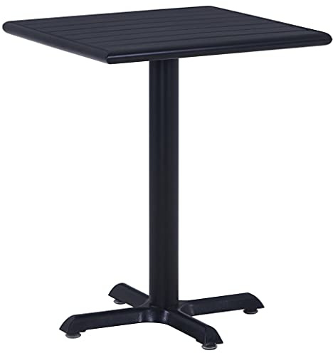 IBUQDDV Table de jardin noire 60 x 60 x 75 cm avec plateau en bois plastique et structure en métal pour jardin, terrasse, meuble d'extérieur