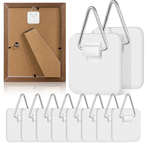 Mikikit 10pcs White Adhesive Wall Plate Hangers Large Decorative Plate Holders Sticky Foamboard Hooks for Wall Art Display and Photo Frame Hanging in Home