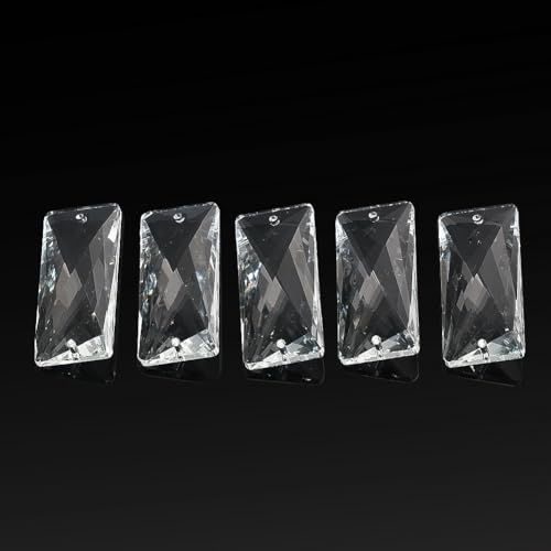 XIANGGUA 5PCS Crystal Pendant 2in Glass Art Rectangular Prism Chandelier Lamp Part Replacement Suncatcher Faceted Shinning Pillar Hanging