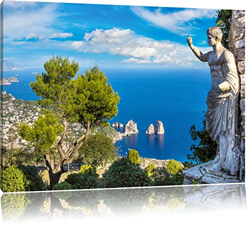 Pixxprint Insel Capri in Italien, Größe: 120x80cm, Leinwandbild, fertig gespannt, Wandbild, Dekoration, Kunstdruck, kein Poster