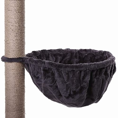 lionto Lying trough made of soft plush for scratching post, Ø 40 cm, 25 cm deep, cozy sleeping trough for any cat tree with M8 thread, sturdy metal frame for small and large cats, dark grey