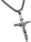 Cupimatch Herren Halskette, Exquisit Edelstahl Kruzifix Kreuz Jesus Anhänger mit 55 Kette Halsband, Silber/Schwarz
