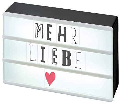 moses. 63105, Happy me LED Lichtbox mit Mini-USB-Anschluss | inkl. 120 Buchstaben, Ziffern und Symbolen, Plastik, Schwarz, 10.5 x 15.0 x 4.0 cm