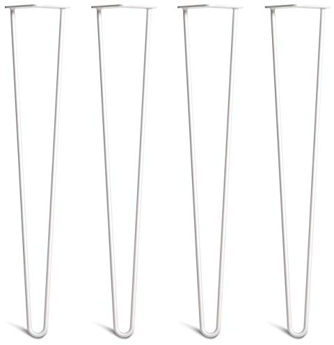The Hairpin Leg Co. 4X Haarnadel-Tischbeine: Doppel-Schweiß Stahl, Schrauben, Anleitung, Schutzfüße. Klassischer 10mm 2 Stangen Stil. 71cm Weiß