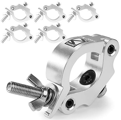 BeamZ BC50-200 Lighting Clamp Set – 6x Aluminium Half Coupler O-Clamps, Slimline DJ Stage & Theatre Truss Mounts, M10 Bolt Fitment, 200kg Load, Fits 48-51mm Tubing