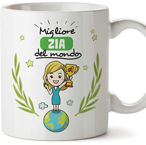 Mugffins Tazza Zia - Migliore Zia del Mondo - Idea Regalo Originale di Compleanno - in Ceramica, 350 ml