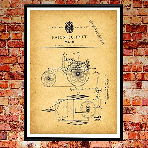 WallBuddy First Car Patent Print Mercedes Benz Auto Poster Mercedes Poster Mercedes Geschenk Mercedes Besitzer Vintage Mercedes Benz Vintage Car Decor WB331 (16.5 x 23.4 (A2), Vintage)