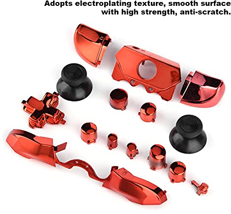 AMONIDA Vollständige Tastensätze Mod Ersatzteil für Microsoft Xbox One Controller 3,5-mm-Buchse, Galvanikstruktur, (rot)