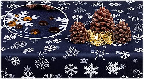 GOLDMAR Weihnachtstischdecke Fleckenresistente Schmutzabweisend Zweiseitig Tischdecke Weihnachten Advent - Polyester Rot Grau Elegante Weihnachtstisch Deko (75x75 cm, Dunkelblau)