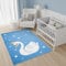 TAPISO Jolly Teppich Kurzflor Kinderzimmer Schlafzimmer Spielmatte Blau Sterne Schwan Tiere Design 200 x 300 cm