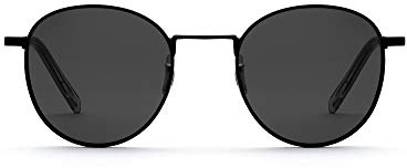 TAKE A SHOT - Runde Sonnenbrille schwarz unisex mit Edelstahlrahmen und anpassbaren Edelstahl Bügeln, UV400 Schutz, Rückentspiegelte Gläser, Arin Black Smoke