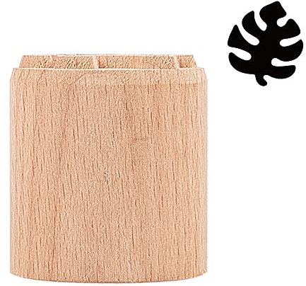 OLYCRAFT Holzstempel Monstera Blattform 35mm Holzwachs Siegelstempel Niedliche Säule Holzstempel Tragbare Naturholzstempel Für Ton Geburtstagsgeschenk