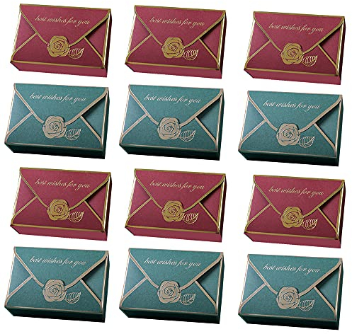 Qanye 30 Stücke Süßigkeiten Boxen aus Papier, Geschenkbox Pralinenschachtel, Pralinenschachtel Schachtel, Hochzeits Gastgeschenk Boxen, für Hochzeitsbankette, Geburtstagsfeiern (Rot, Grün)