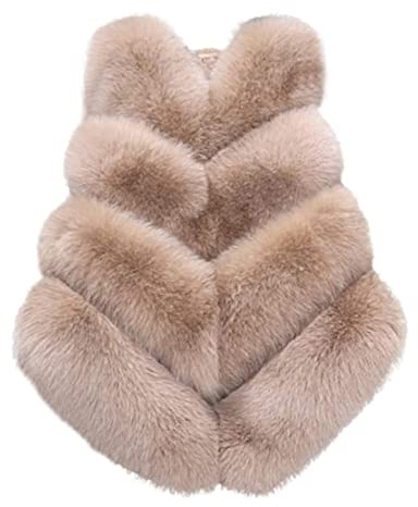 Skrsila Damen Pelzweste Ärmellos Felljacke Elegante Faux Pelz Weste Winter Warm Kunstpelz Jacke Pelzmantel Fellweste