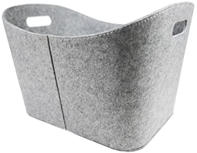 Metrox Allzweck Korb - Premium Qualität Brennholz Korb aus Filz – stabil und für große Mengen mit Griffen - Ideal für Holzlagerung, Spielzeug, Zeitschriften – Hellgrau 1806