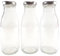Britten & James 250ml Retro Glass Milk Bottles with Silver Lids (Pack of 3). Cute and Practical - for Homemade Milk and Yoghurts, Decoration and Weddings
