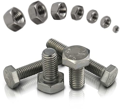 PROTECH 10 Stück Sechskantschrauben M8x20 mit Muttern M8 DIN 934 Sechskant Schrauben DIN 933 Set Edelstahl Gewindeschrauben A2 Sechskantmutter
