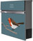 banjado® Briefkasten personalisiert Anthrazit mit Motiv Abstrakter Vogel/Briefkasten mit Zeitungsfach 37x37x10,5 cm/Postkasten A4 Einwurf inkl. Montagematerial & 2 Schlüsseln