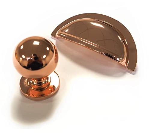 Copper Kitchen Cup Handle Rose Gold Half Moon Pull 76mm Fixings Polished Cupboard Cabinet Furniture Drawer Door Pull Upcycle Hardware