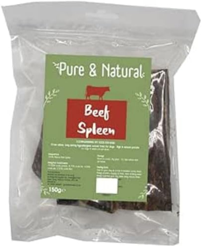 Pure & Natural Beef Spleen - Hypoallergenic Dog Treats with Vitamins, Minerals, High Protein, Natural Dog Chews Long Lasting - 150g Bag